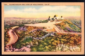 California Griffith Park Planetarium Observatory and view of Hollywood  - Linen