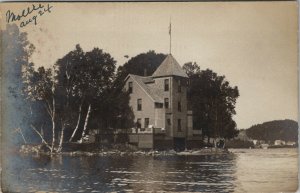 RPPC Nice House on Lake River c1906 to Dorchester MA Real Photo Postcard W5