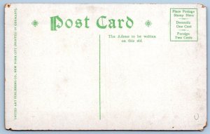 1910's FLIRTING IN PEORIA ILLINOIS ROMANTIC COUPLE ON BRIDGE ANTIQUE POSTCARD