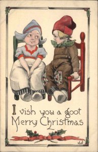 Bernhardt Wall Dutch Children Christmas c1910 Vintage Postcard