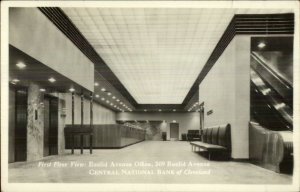 Central National Bank of Cleveland OH Interior Real Photo Postcard