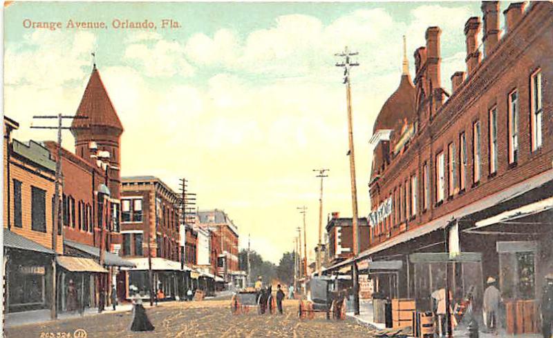 Orlando FL Dirt Street View Store Front's Horse & Wagons Postcard