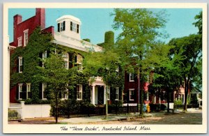 Nantucket Island Massachusetts 1950s Postcard The Three Bricks Building