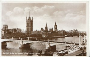 London Postcard - Lambeth Bridge and Houses of Parliament - RP - Ref 9182A