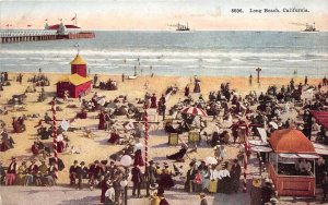 Long Beach California c1910 Postcard Long Beach Bathers Beach Pier