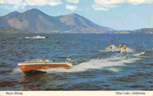 Water Skiing Boat Clear Lake California 1977 postcard