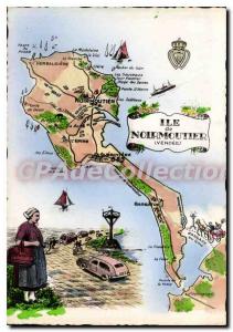 Noirmoutier tourist map Old Postcard Island