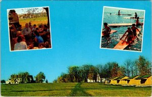 Kewadin, MI Michigan CAMP MAPLEHURST Kids~Cabins MILTON TOWNSHIP Chrome Postcard