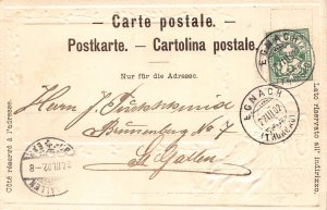 L175 Suisse Romanshorn 1902 Easter Rabbits eggs embossed litho postcard