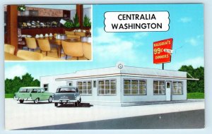 CENTRALIA, WA Washington ~ HALGREN'S 99 cent DINNERS c1950s Roadside  Postcard