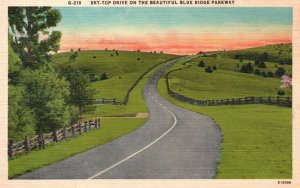 Vintage Postcard Sky-Top Drive on the Beautiful Blue Ridge Parkway Greenfield NC