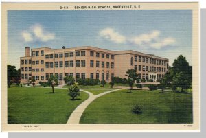 Nice Greenville, South Carolina/SC Postcard, Senior High School, Near Mint!