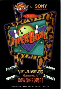 Hyper Bowl Virtual Bowling Boston MA Advertising Postcard CD7