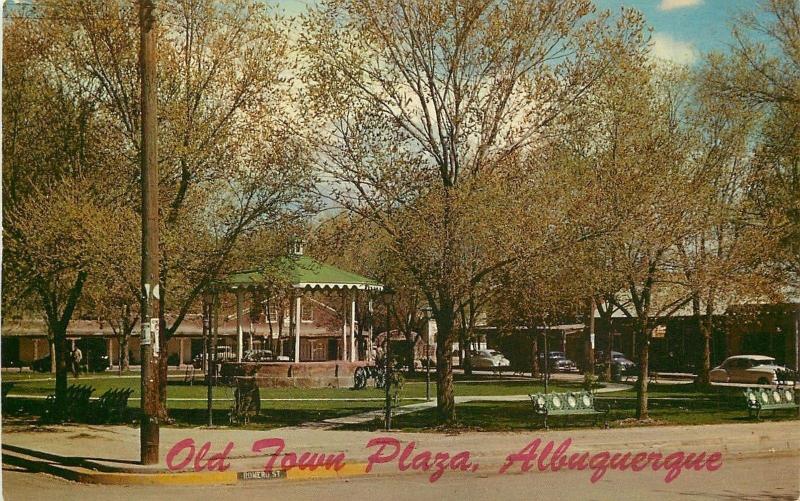 Albuquerque New MexicoOld Town PlazaWrought-Iron Bandstand 1950s Postcard