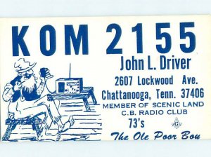 Pre-1980 RADIO CARD - CB HAM OR QSL Chattanooga Tennessee TN AH1392