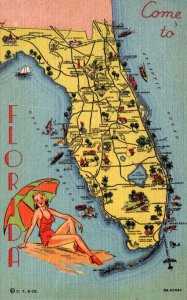 Florida Map Showing Cities Curteich