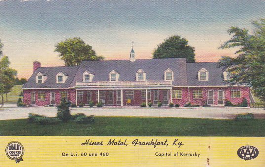 Kentucky Frankfort Hines Motel 1953