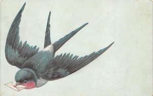 A bird carrying a letter D.P.O. , Discontinued Post Office 1908 