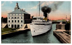 Steamer leaving Lock ,Sault STE. Marie Michigan