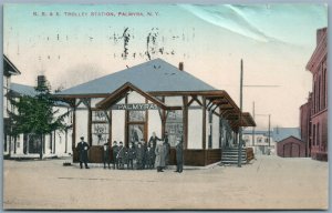 PALMYRA NY TROLLEY RAILROAD STATION ANTIQUE POSTCARD railway train depot