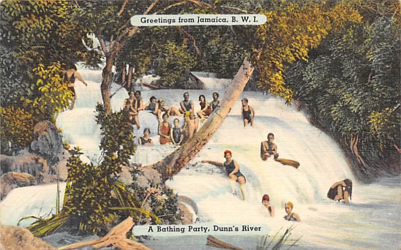 Jamaica, Jamaique Post card Old Vintage Antique Postcard A Bathing Party, Dun...