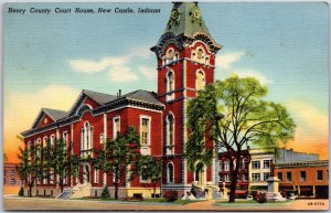 New Castle Indiana IND, 1949 Henry County Court House Building, Vintage Postcard
