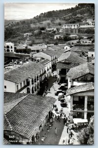 Guerrero Mexico Postcard Aerial View of Street in Taxco c1905 Antique RPPC Photo