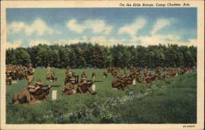 CAMP CHAFEE AR Soldiers on Rifle Range Old LINEN Postcard