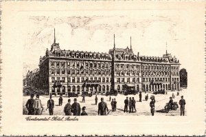 Postcard  Germany Berlin - Continental Hotel owner Louis Adlon drawing