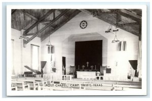 Postcard Post Chapel, Camp Swift, Texas TX RPPC Military Soldiers c1930-1950 F21