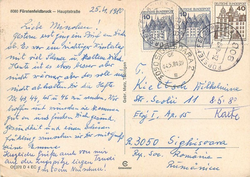 Germany Postcard Furstenfeldbruck Hauptstrasse