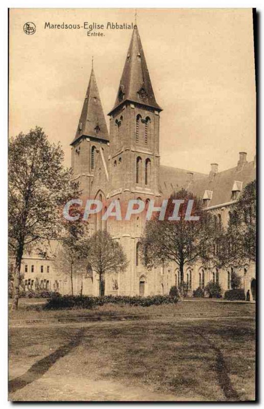 Old Postcard Maredsous Abbey Church Entree