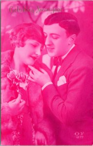 Postcard New Year Gelukkig Nieuwjaar - Photo pink tint couple _ O.F. Series 1077