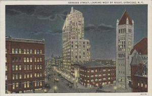 New York Syracuse Genesee Street Looking West By Night