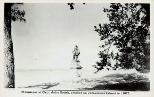 JAMESTOWN ISLAND VA~CAPTAIN JOHN SMITH 1907 MONUMENT-REAL PHOTO POSTCARD