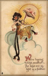 TUCK Jollies & Follies Burlesque Woman Man in the Sun Fantasy Postcard c1910