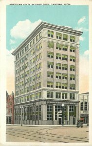 1920s Postcard; American State Savings Bank, Lansing MI Ingham County Unposted