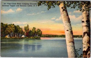 Postcard WATER SCENE Between Tupper & Saranac Lakes New York NY AN9696