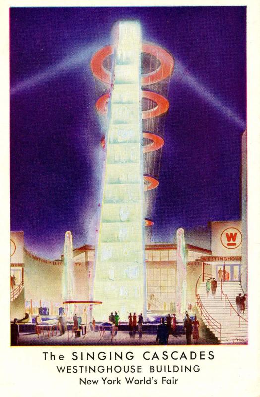 NY - 1939 New York World's Fair. Singing Cascades, Westinghouse Building