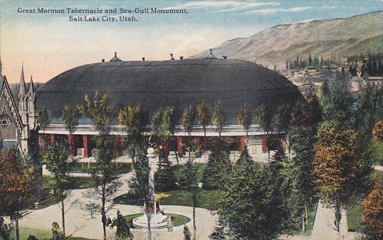 Utah Salt Lake City Great Mormon Tabernacle and Sea-Gull Monument Curteich