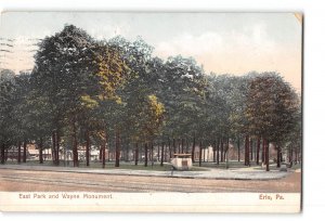 Erie Pennsylvania PA Postcard 1908 East Park and Wayne Monument