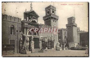 Italy Italia Venezia Old Postcard Entrata deil Arsenale (lion)