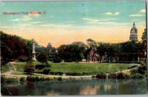 View Overlooking Monumental Park, Warren OH c1912 Vintage Postcard W30