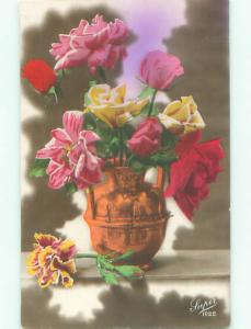 tinted rppc c1910 BEAUTIFUL FLOWERS AC9142