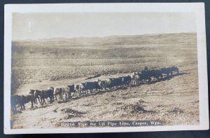 Mint USA Real Picture Postcard RPPC Pipe For Oil Pipe Line Casper Wyoming