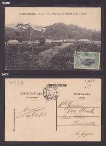 Postcard, BELGIAN CONGO, Natives, A village in the forest