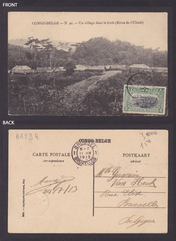 Postcard, BELGIAN CONGO, Natives, A village in the forest
