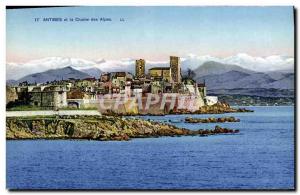 Old Postcard Antibes and La Chaine Des Alpes