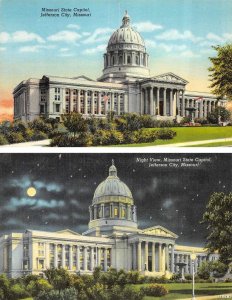 2~Postcards  Jefferson City, MO Missouri  STATE CAPITOL  Day & Night~Full Moon