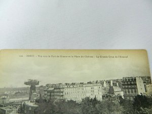 Vintage Postcard BREST Vue vers le Port de Guerre at la Place du Chateau 140